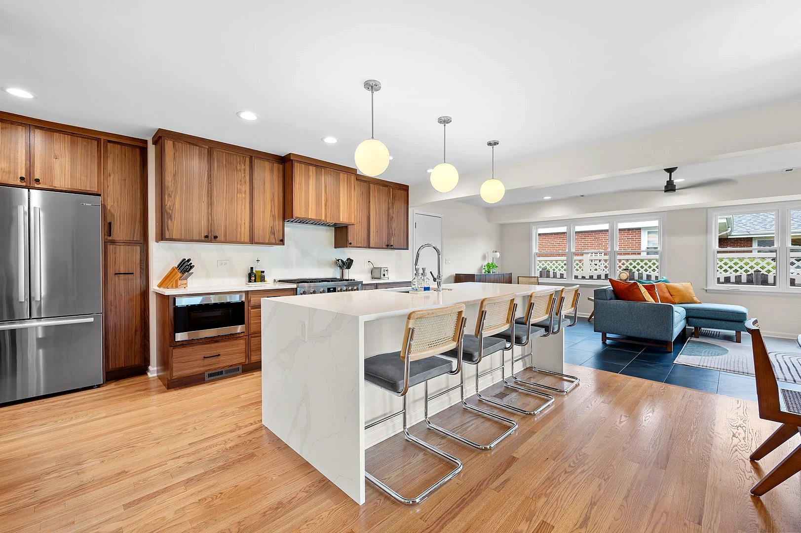 Beautiful open concept kitchen with family gathering